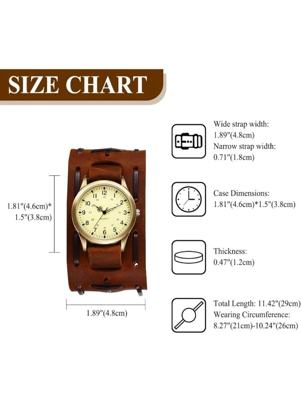 Unisex Brown Analog Quartz Arabic Numerals Leather Strap Vintage Wrist Watch